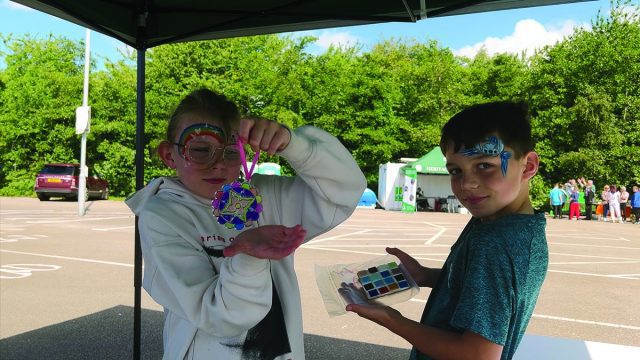 Local children at arts and crafts stall